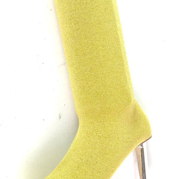 Sparkling Yellow Gold Stretch Boots with Silver Heels - Picture 4 of 4